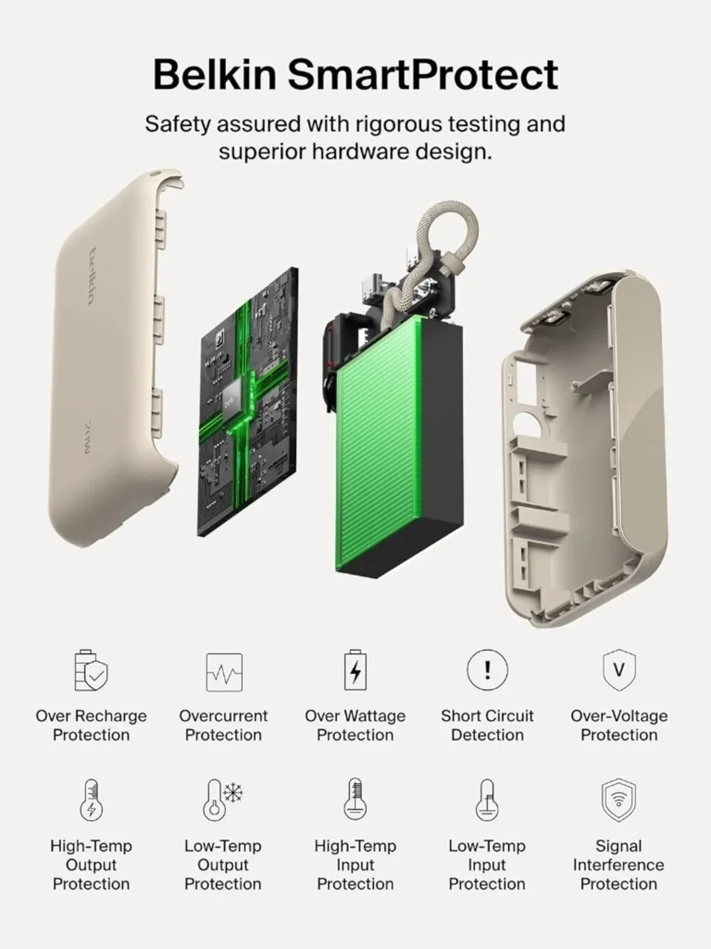 Belkin Slim 10,000mAh USB-C Portable Charger Power Bank - Sand - Picture 5 of 10
